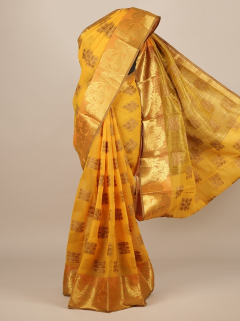 

Pothys Mustard Woven Design Jute Silk Saree