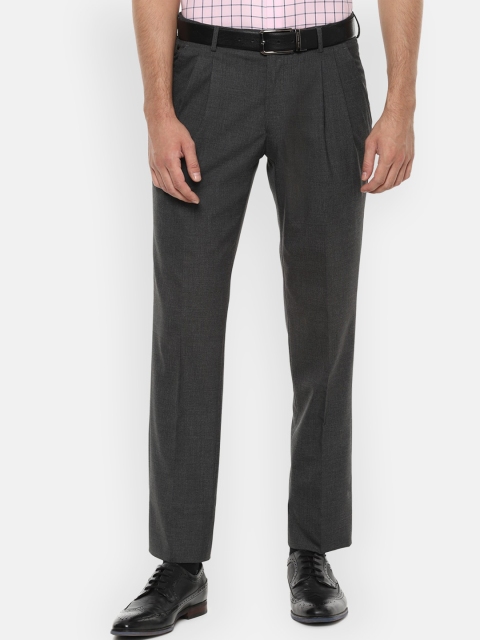 

Louis Philippe Men Charcoal Grey Regular Fit Checked Formal Trousers