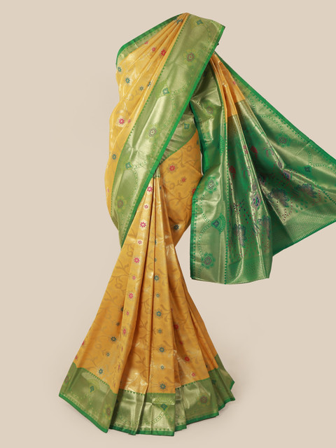 

Pothys Yellow & Green Art Silk Woven Design Saree