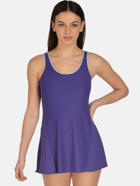 

mod & shy Women Purple Solid Swimming Dress With Attached Shorts