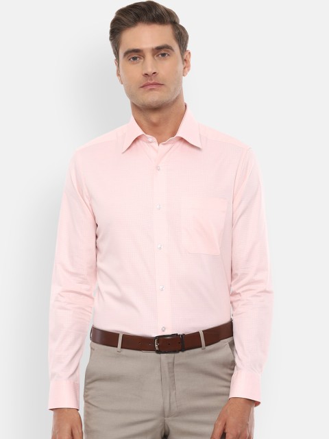 

Louis Philippe Men Pink Self Checked Formal Cotton Shirt