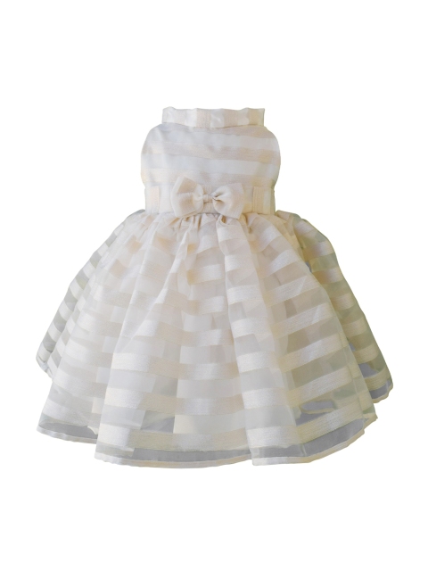 

Faye Girls Off-White & Golden Striped Fit and Flare Dress