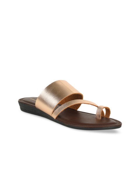 

Khadims Women Gold-Toned Colourblocked Synthetic Suede One Toe Flats