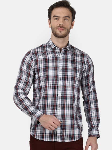 

Monte Carlo Men Maroon & Off-White Cotton Regular Fit Checked Casual Shirt