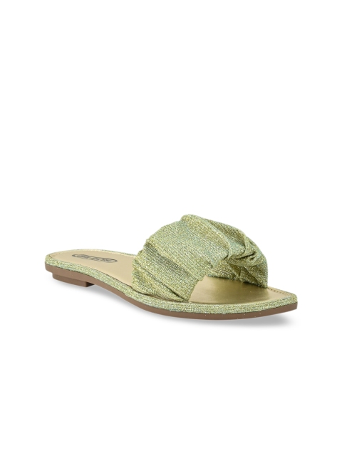 GIRL EXCUSE Women Green Solid Open Toe Flats