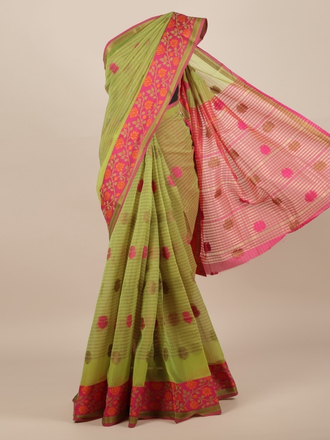 

Pothys Green & Pink Jute Silk Woven Design Saree
