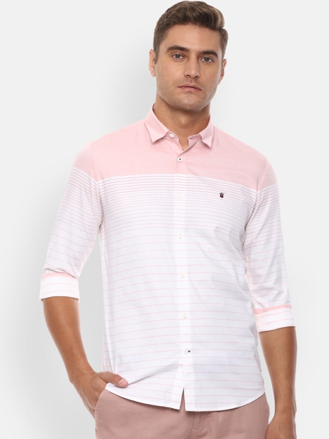 

Louis Philippe Sport Men White & Pink Slim Fit Striped Cotton Casual Shirt