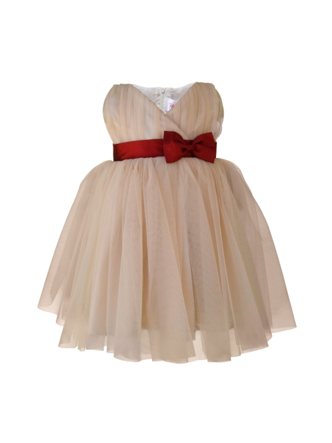 

Faye Girls Beige Solid Fit and Flare Dress