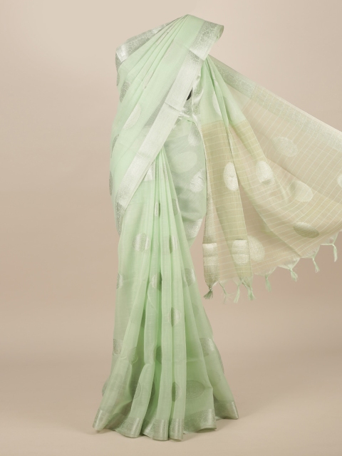 

Pothys Green & Silver-Coloured Jute Silk Woven Design Saree