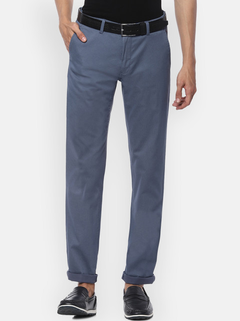 

Louis Philippe Sport Men Blue Slim Fit Self Design Regular Trousers