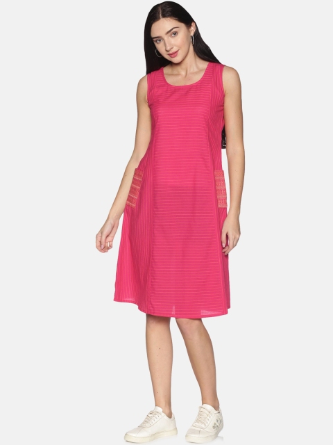 

Saffron Threads Women Pink Solid A-Line Dress