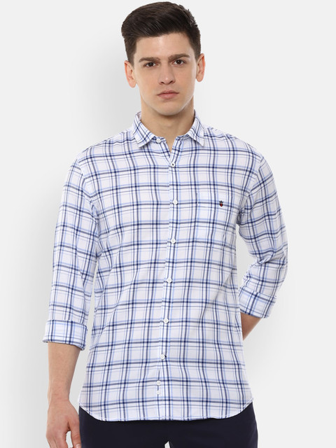 

Louis Philippe Sport Men White & Blue Slim Fit Checked Casual Shirt