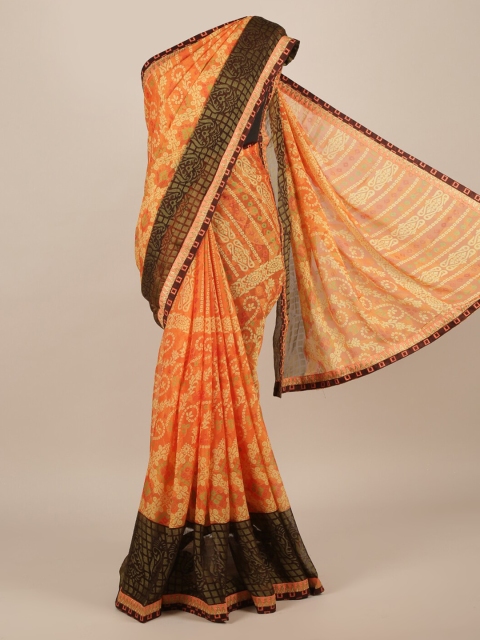 

Pothys Orange Woven Design Poly Chiffon Saree