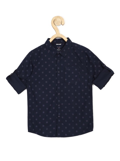 

Allen Solly Junior Boys Navy Blue Slim Fit Printed Casual Shirt