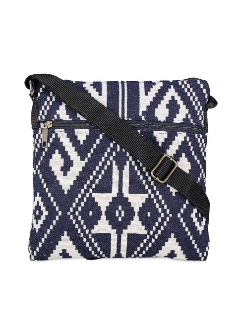 

ALII AND ALIIZEY Navy Blue & Cream-Coloured Self Design Sling Bag