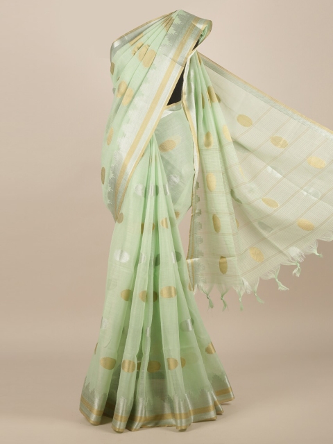 

Pothys Green & Golden Jute Silk Woven Design Saree