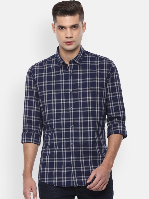 

Louis Philippe Sport Men Navy Blue & White Slim Fit Checked Cotton Casual Shirt