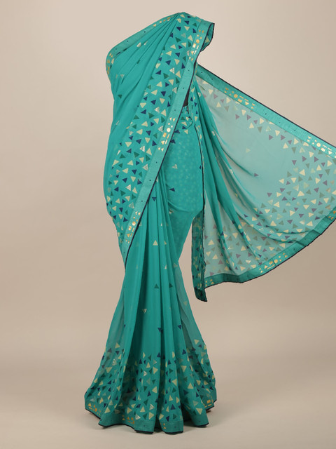 

Pothys Blue Printed Poly Chiffon Saree