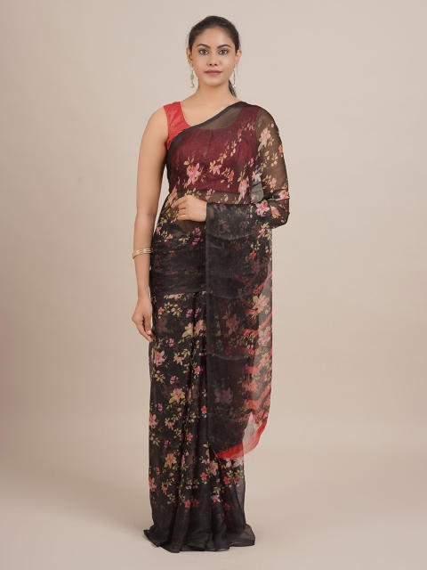 

Pothys Black Printed Poly Georgette Saree