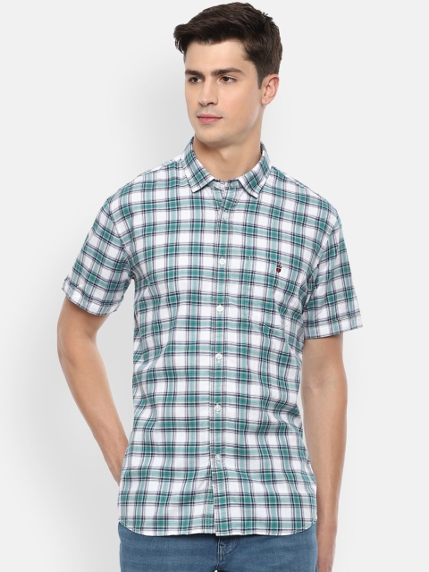 

Louis Philippe Jeans Men White & Blue Slim Fit Checked Casual Shirt