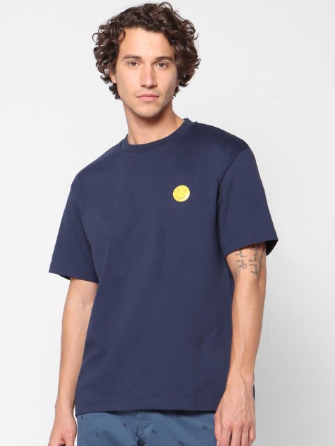 

Celio Men Navy Blue Pure Cotton Solid Round Neck Pure Cotton T-shirt