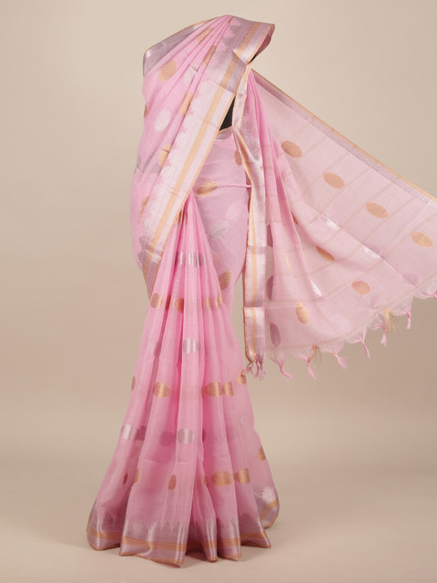

Pothys Pink Woven Design Jute Silk Saree