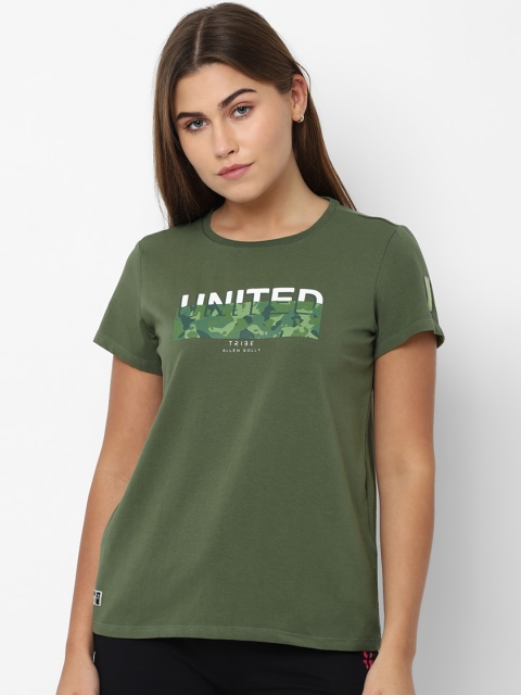 

Allen Solly Woman Women Green Printed Round Neck T-shirt