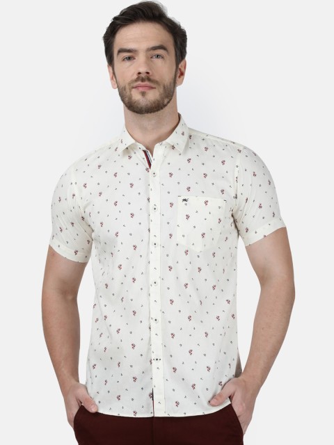 

Monte Carlo Men Off-White Regular Fit Printed Casual Shirt