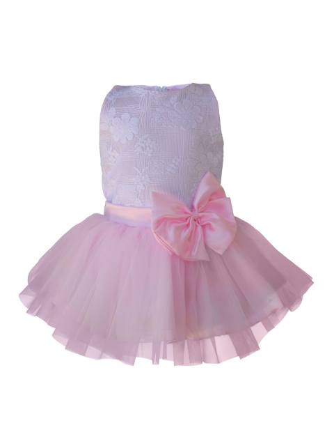 

Faye Girls Pink Self Design Fit and Flare Dress