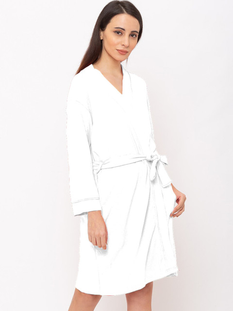 

Nick&Jess Women White Solid Bath Robe