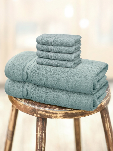 

swiss republic Unisex Set Of 6 Grey Solid 450 GSM Towels