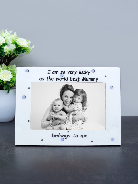 

Golden Peacock White Textured Table Top Photo Frame
