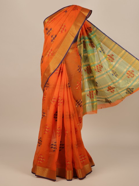 

Pothys Orange Woven Design Jute Silk Saree