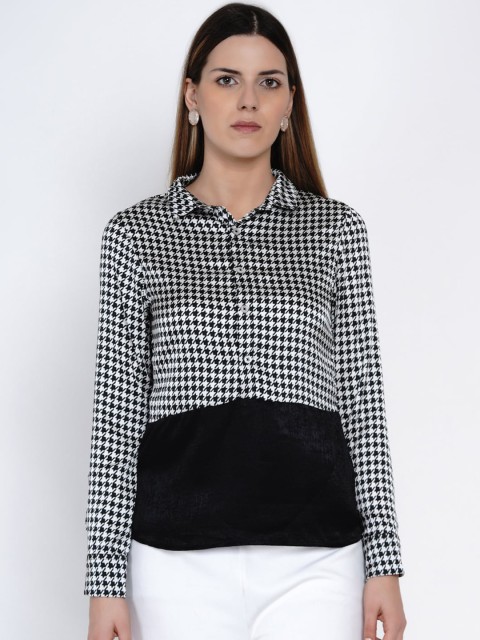 

Samshek Women Black Regular Fit Checked Casual Shirt