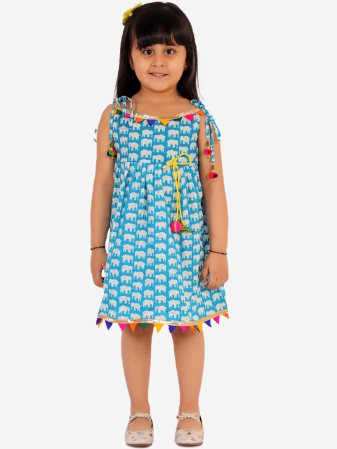 

KID1 Girls Blue Printed Fit and Flare Dress