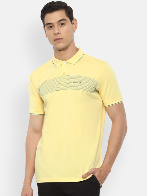 

Louis Philippe Men Yellow Printed Polo Collar T-shirt