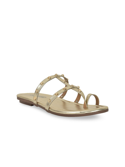 

GIRL EXCUSE Women Gold-Toned Solid Open Toe Flats