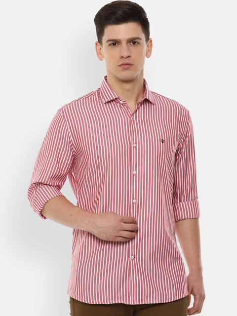 

Louis Philippe Sport Men Red & White Slim Fit Striped Casual Cotton Shirt