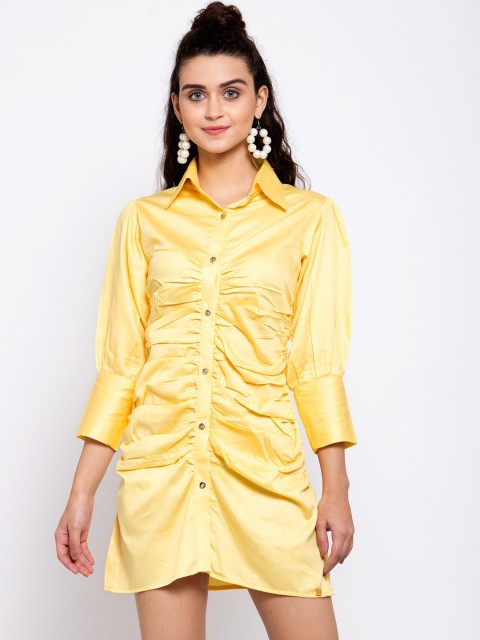 

EMBLAZE Women Yellow Solid Shirt Dress