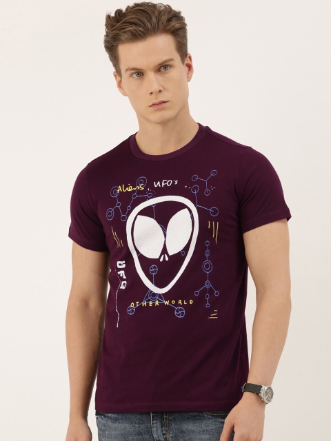 

QUANCIOUS Men Maroon Solid Round Neck Sustainable T-shirt