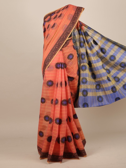

Pothys Peach-Coloured Woven Design Jute Silk Saree