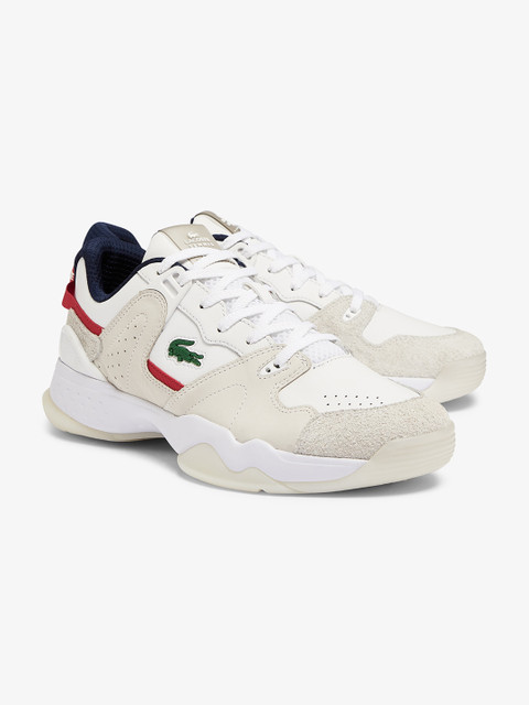 

Lacoste Men Off White Colourblocked Leather Sneakers Casual Shoes