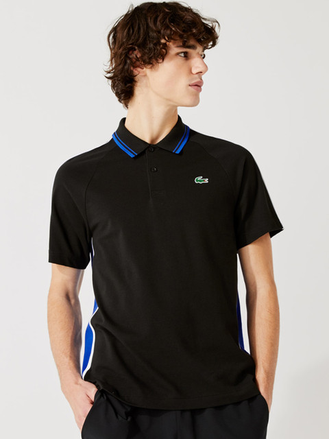 

Lacoste Men Black Colourblocked Polo Collar T-shirt
