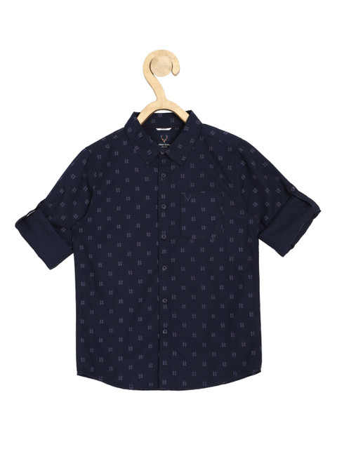 

Allen Solly Junior Boys Navy Blue Slim Fit Printed Casual Shirt