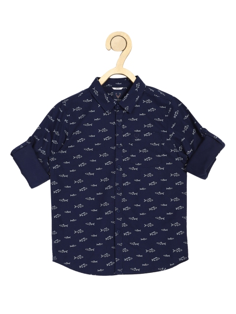 

Allen Solly Junior Boys Navy Blue & Off-White Slim Fit Printed Casual Shirt