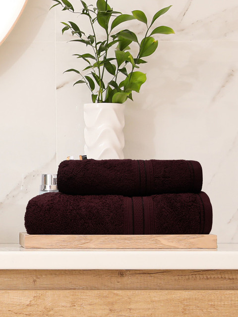 

Trident Burgundy Set of 2 Solid 550 GSM Antimicrobial Bath Towels