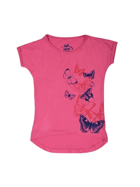 

ORANGE PUMPKKIN Pink Printed Pure Cotton Regular Top