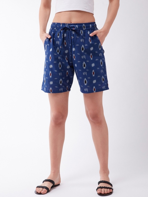 

InWeave Women Blue Printed Regular Fit Regular Shorts