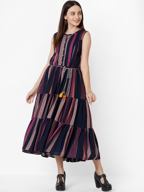 

ZOLA Women Multicoloured Striped A-Line Dress, Multi