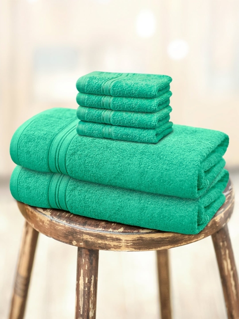 

swiss republic Set Of 6 Green Solid 450 GSM Towels